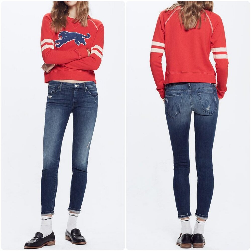 NWT Mother Denim The‎ Looker Skinny "Dark Graffiti" Mid-Rise